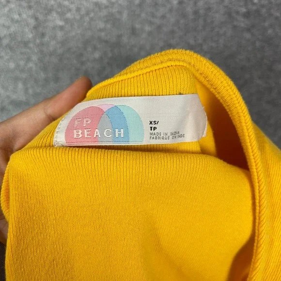 FP Beach Free People Dress Womens XS Yellow Excellent Ribbed Knit Tank - Picture 7 of 8